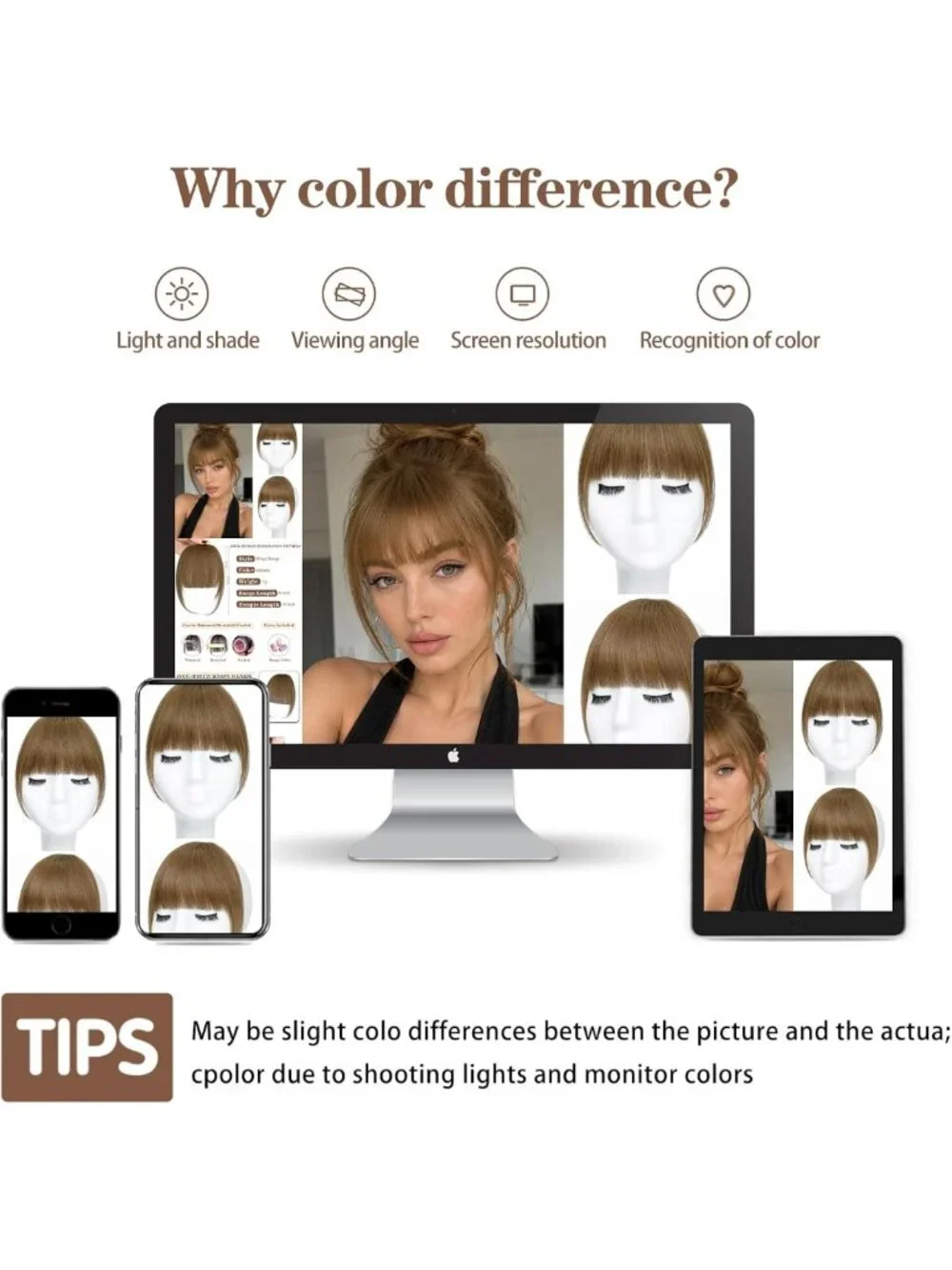 100% Human Hair Clip-In Bangs for Women | Wispy Honey Brown Fringe, Easy to